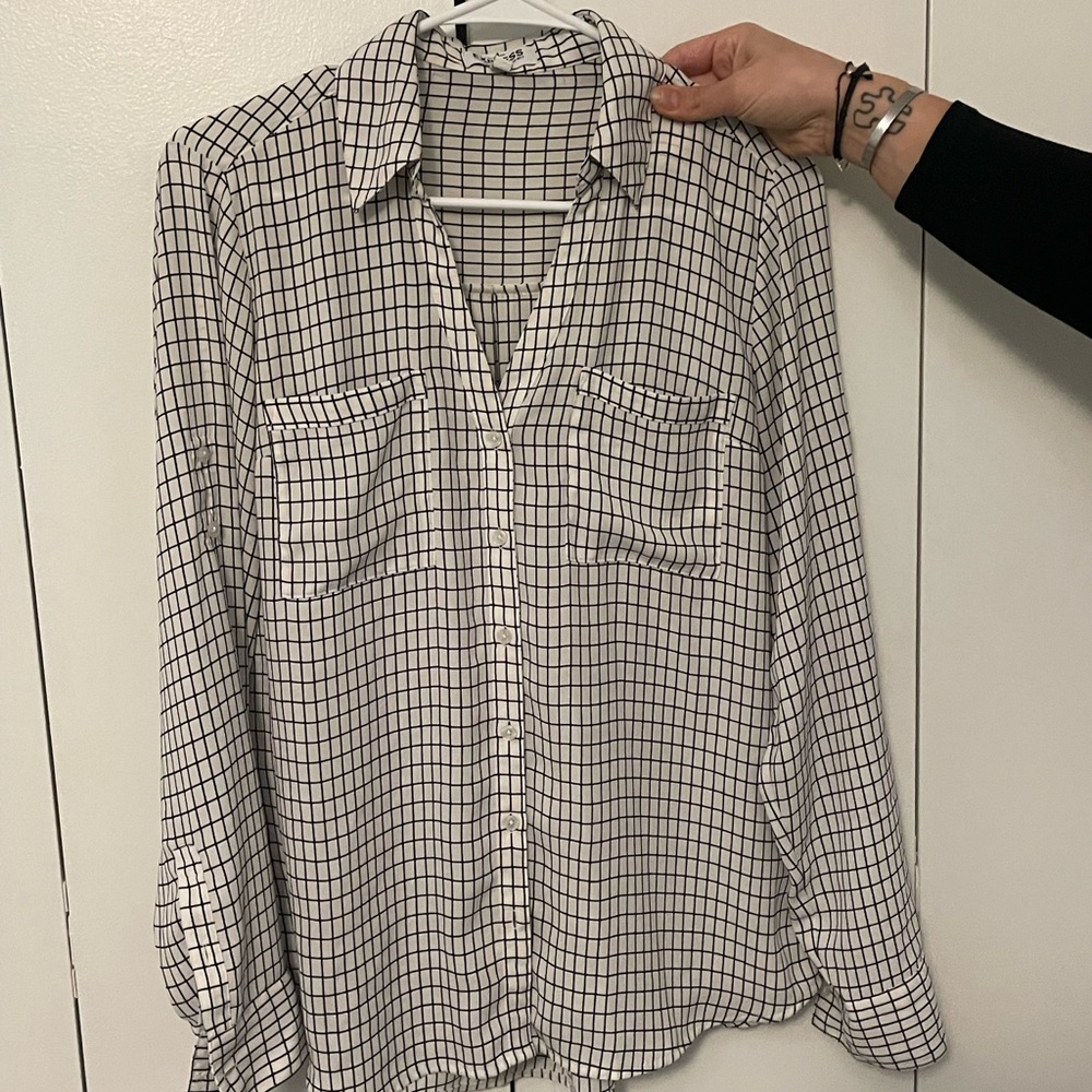 Black and White Checkered Button-Up Shirt